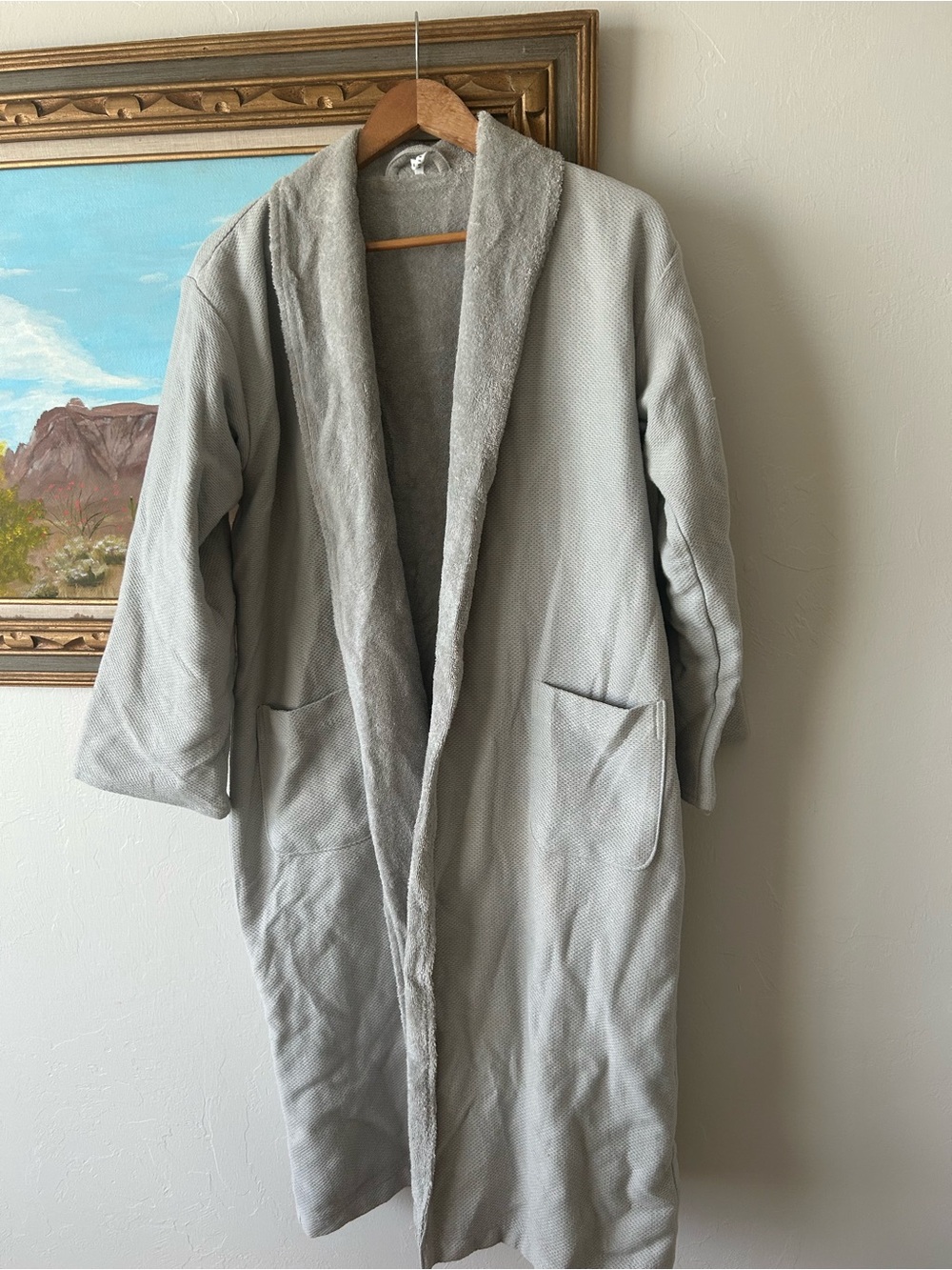 Pottery Barn Light Gray Plush Shawl Robe